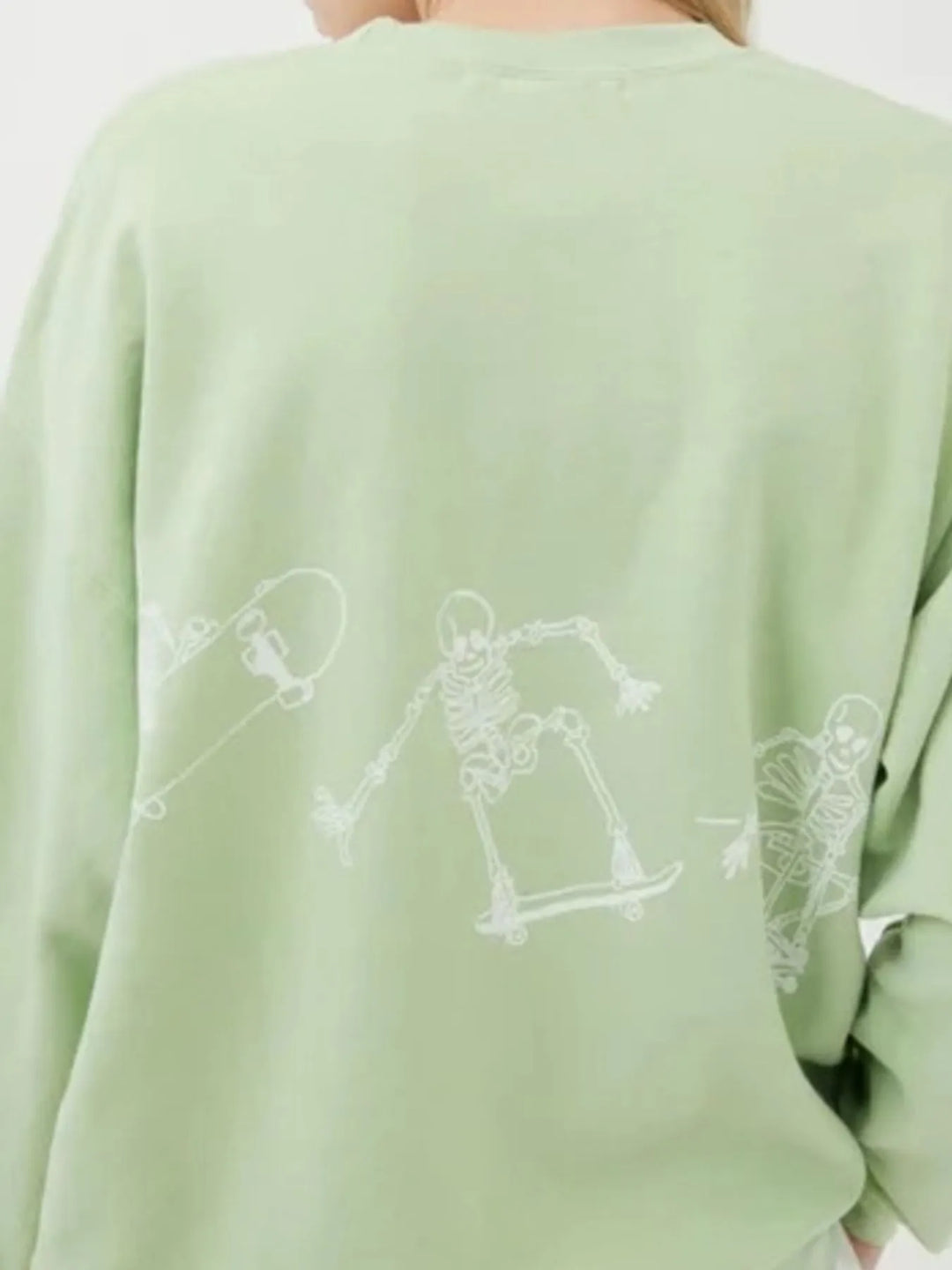 סווטשירט אובריזה עם הדפס שלד – פולאובר קז'ואל לנשים בסגנון סטריטוור