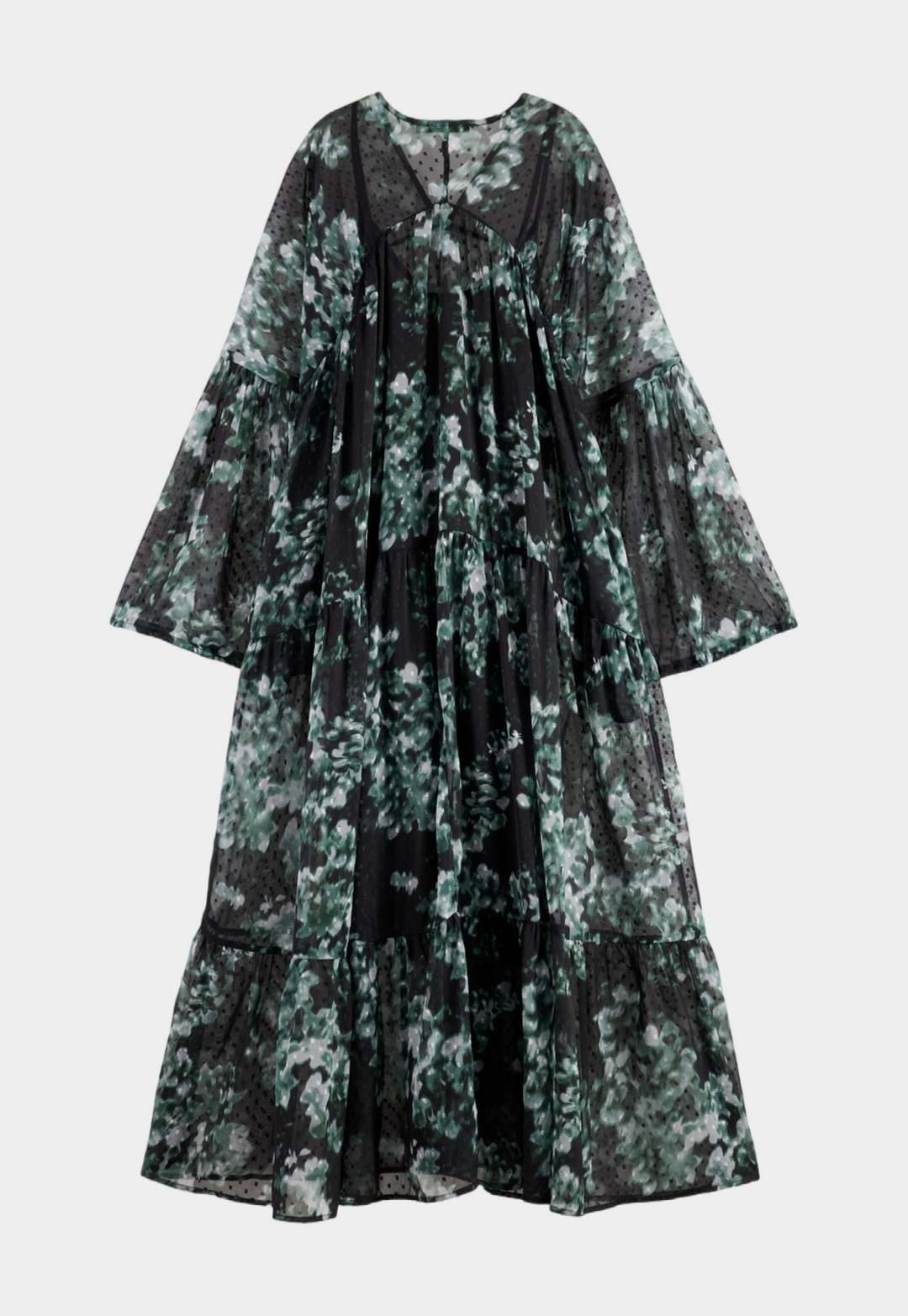 שמלת מקסי שקפקפה עם פרינט לנשים