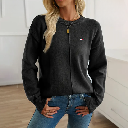 סריג צווארון עגול בגזרה רפויה