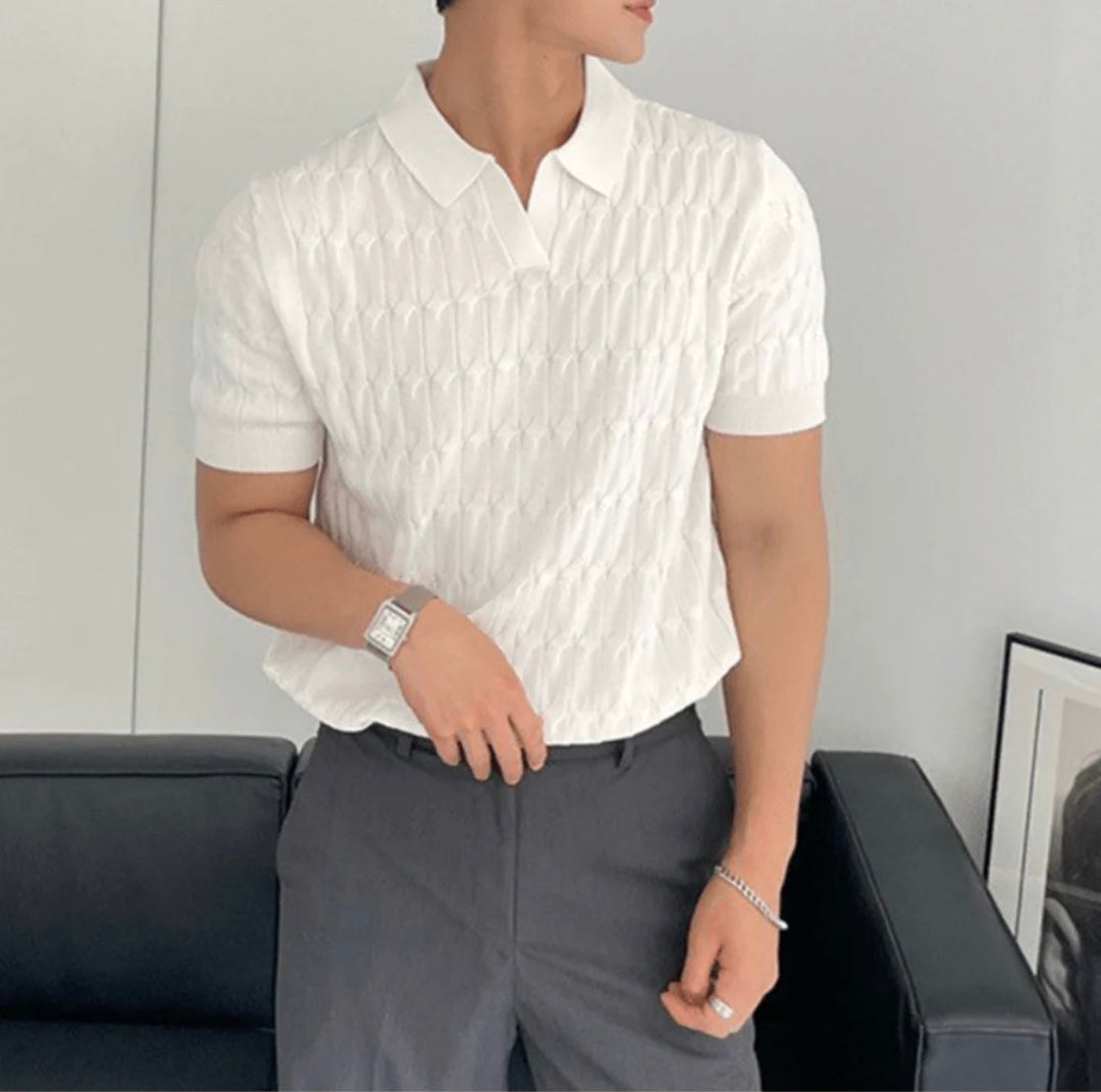 פיג'מת פולו עם טקסטורה