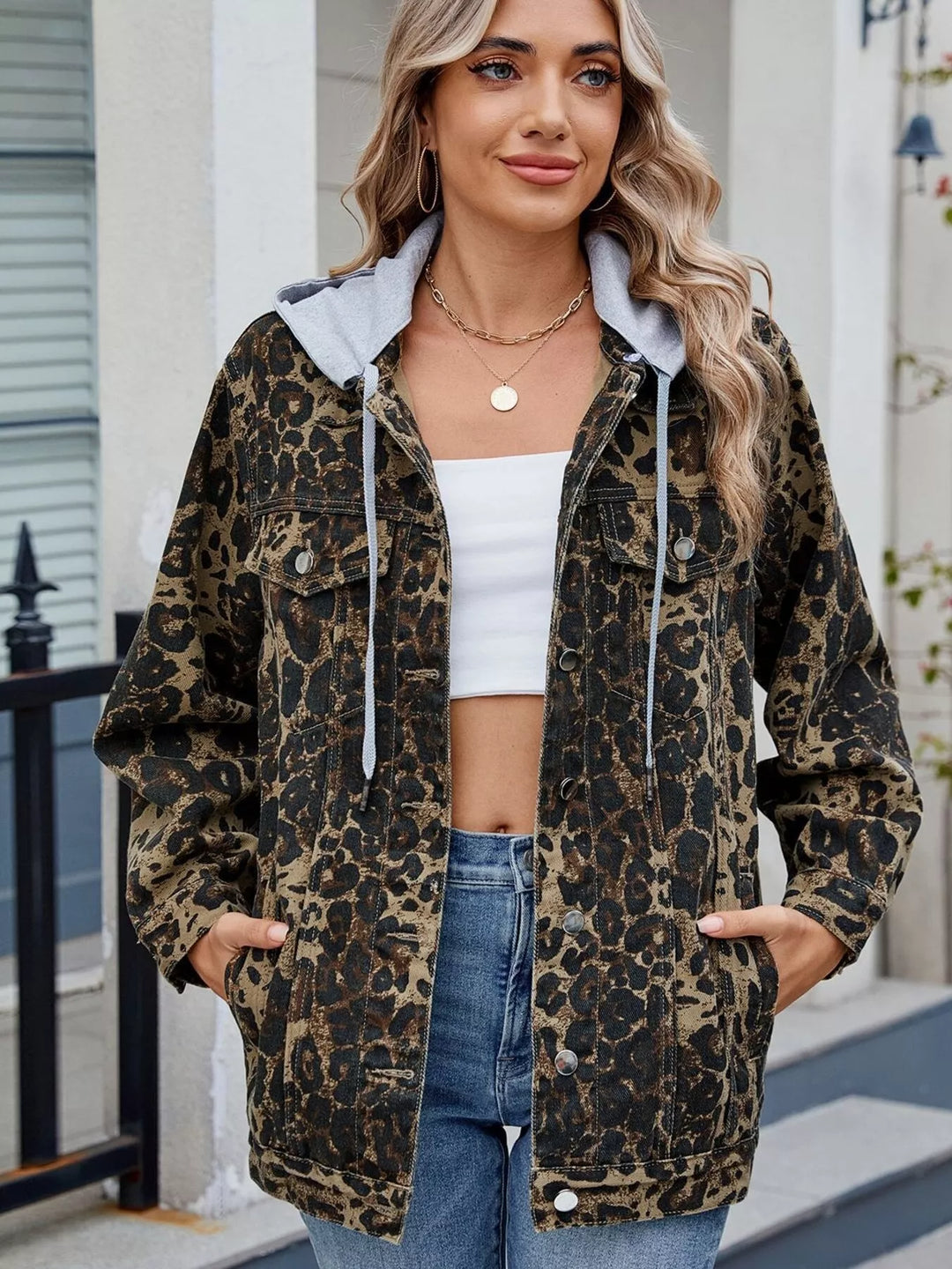 ז'קט ג'ינס מכופתר ארוך בגזרה רפויה - Washed Jean Jacket